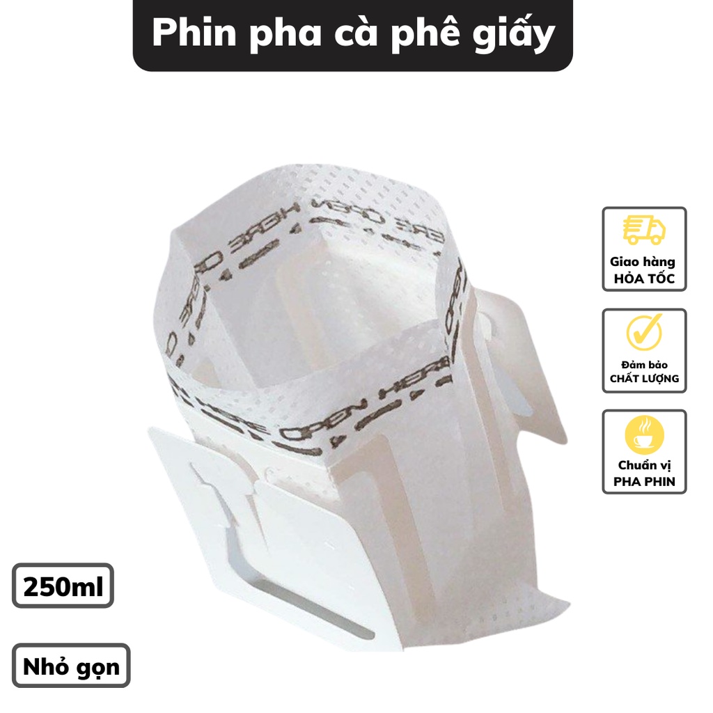 Phin pha cafe giấy nhỏ gọn tiện lợi pha cà phê nguyên chất mang đi du lịch uống tại nhà văn phòng mọi lúc