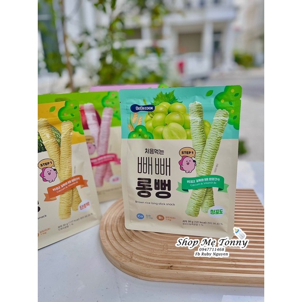 Bánh gạo lứt hữu cơ Bebecook Hàn Quốc thanh dài cho bé từ 6 tháng