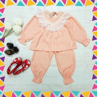 Quần áo bé gái, bộ pijama dài tay chất đũi lụa thoáng mát cho bé gái bd017