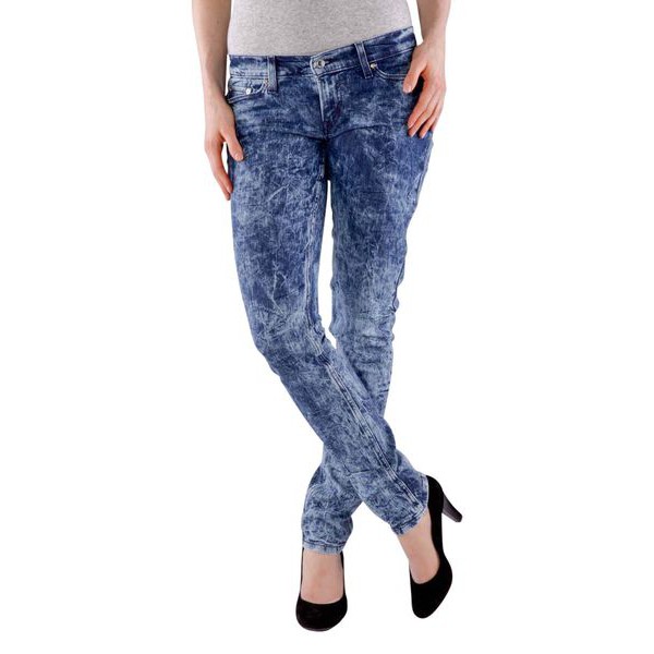 Quần jean nữ ống ôm co dãn tốt xanh hoa văn Levi's 524 skinny ( S45598 )