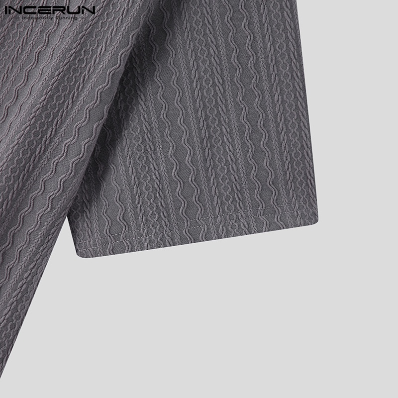 Áo thun INCERUN cổ polo tay ngắn đính nút thời trang cho nam