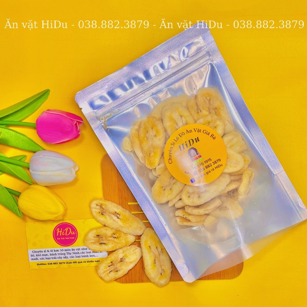 Chuối sấy khô giòn không đường HiDu 300gr giòn tan