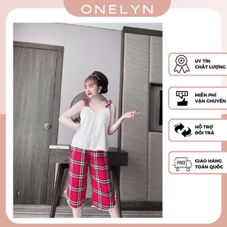 Đồ ngủ Pyjama lụa latin, bộ lửng lụa latin nơ cao cấp 46 - 67kg