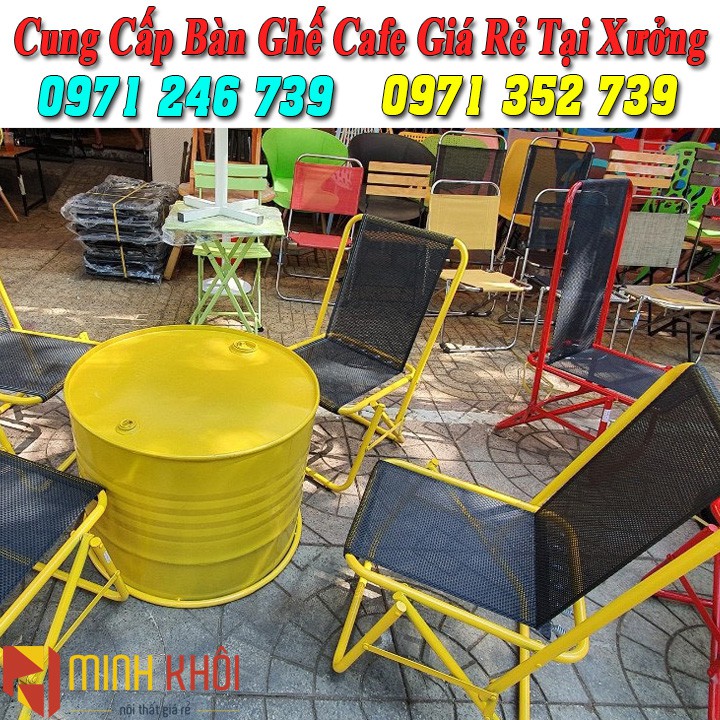 Bàn ghế xếp cafe ngoài trời, ghế lò xo giá rẻ