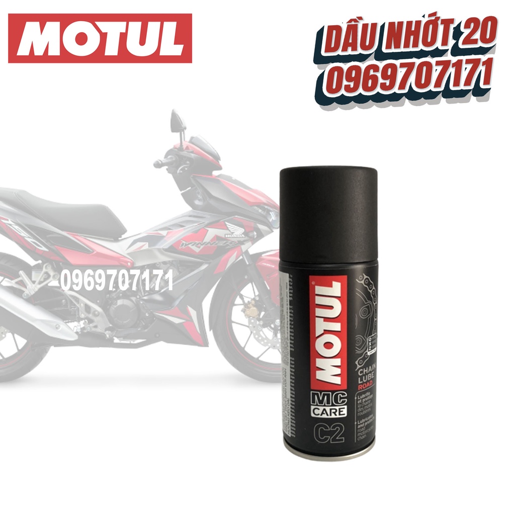 Chai xịt dưỡng sên - xích Motul C4 C2 Factory Line 400ml kèm bàn chải 3D