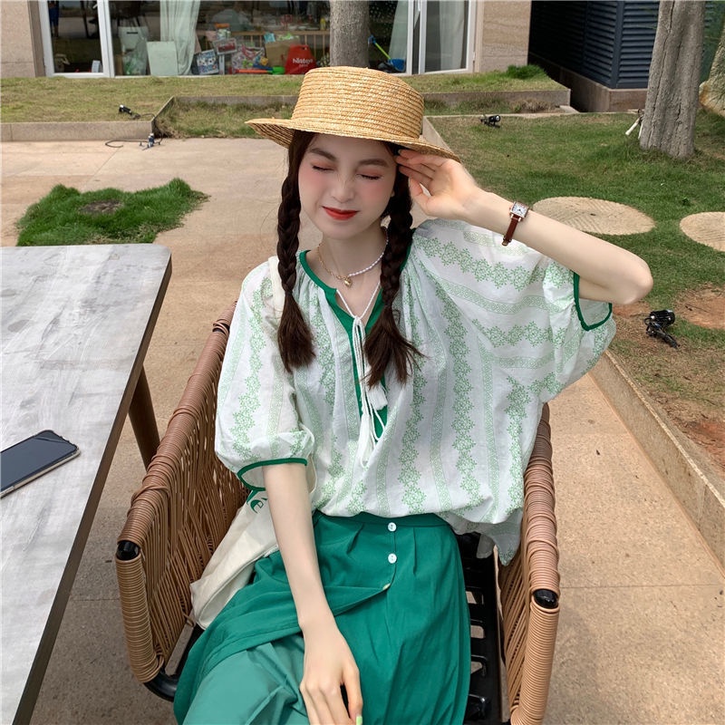 Áo Sơ Mi Tay Ngắn Dáng Rộng Phong Cách Hàn Quốc Cổ Điển Thời Trang Cho Nữ