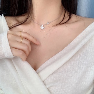 Korean version of platinum plated pendant Japan and South Korea small fresh Double Butterfly Necklace temperament short clavicle chain wholesale price cool wind