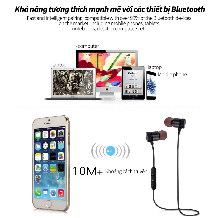 Tai nghe bluetooth từ tính có mic kiểu dáng thể thao 4.1 Fashion