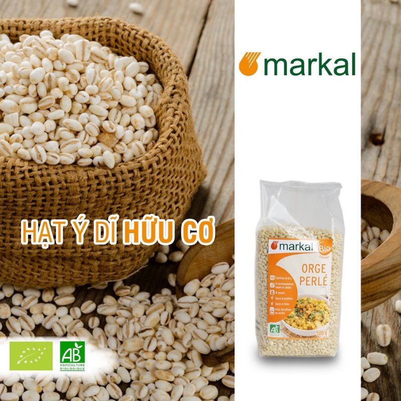 Ý dĩ hữu cơ Markal gói 100g_500g, Đậu hạt nấu cháo, sữa hạt cho bé