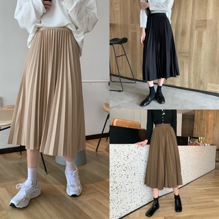 Chân váy midi xếp li, chân váy xếp li dài style Hàn Quốc - CV03FG