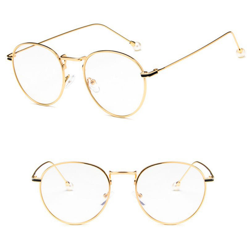 Kính gọng tròn to đính ngọc trai giả xinh xắn | BigBuy360 - bigbuy360.vn