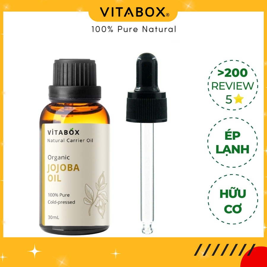 Dầu Jojoba hữu cơ ép lạnh VITABOX 100% thiên nhiên nguyên chất - Pure Organic Carrier Oil