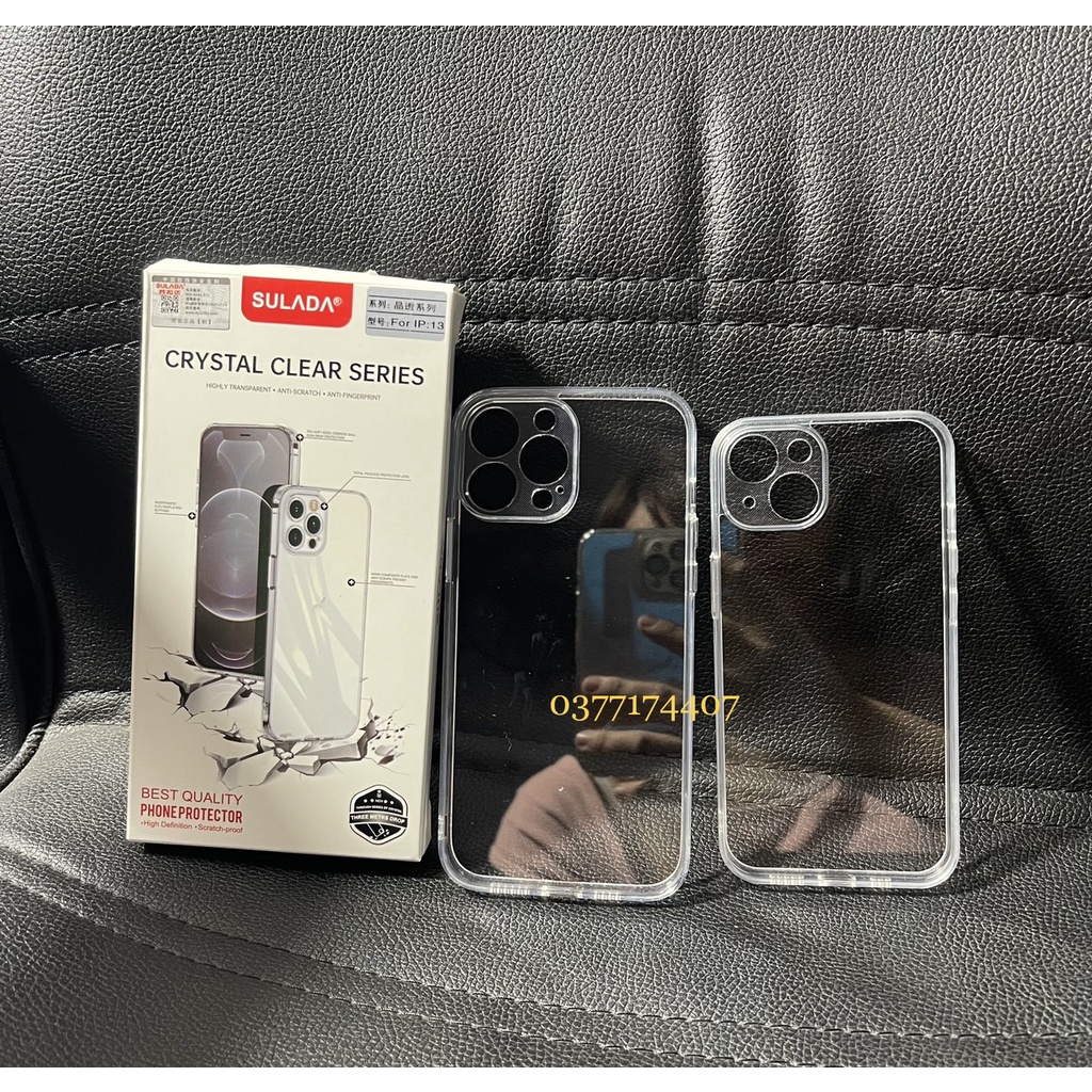 Ốp lưng Sulada trong bảo vệ camera iPhone 13, 13 Pro, 13 Pro Max, 12, 12 Pro Max, 11 chống sốc không ố màu