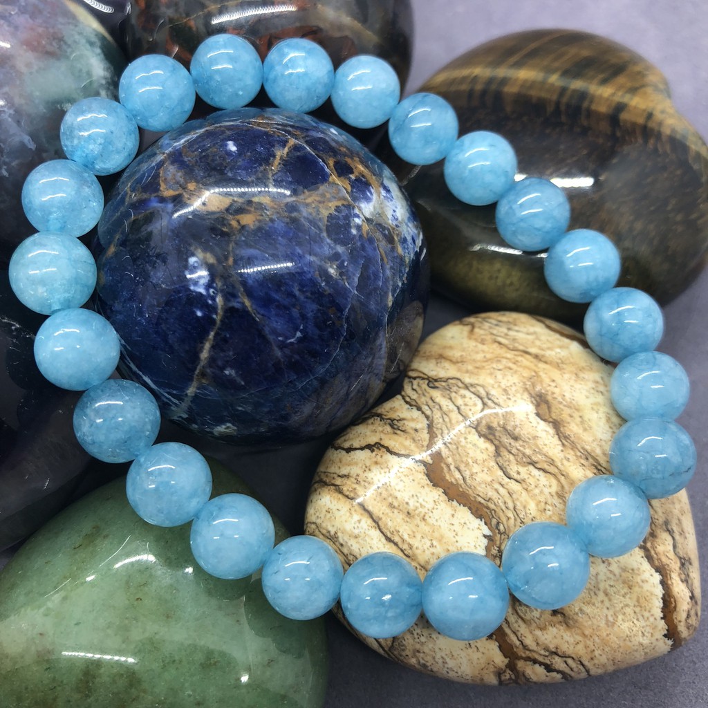 Vòng Tay Chuỗi Hạt Đá Tròn Tự Nhiên Cho Nữ