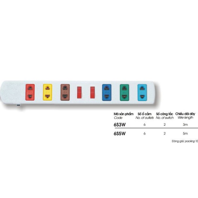 ổ cắm điện lioa 6S5W có công tắc màu trắng