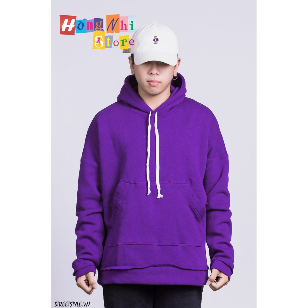 Áo Hoodie Trơn Màu Tím Đậm Cao Cấp Dáng Rộng Unisex Nam Nữ Mặc Được - MM