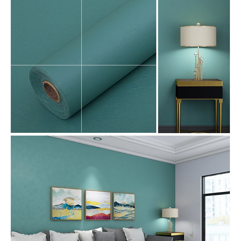 1 mét decal giấy dán tường màu xanh cổ vịt nhám khổ 45cm keo sẵn bóc dán