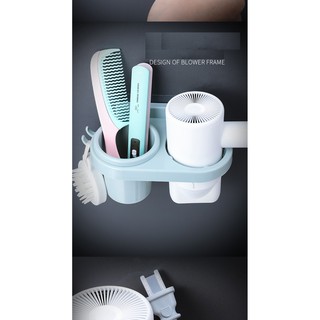  Cốc đựng bàn chải kiêm giá đỡ máy sấy tóc đa năng