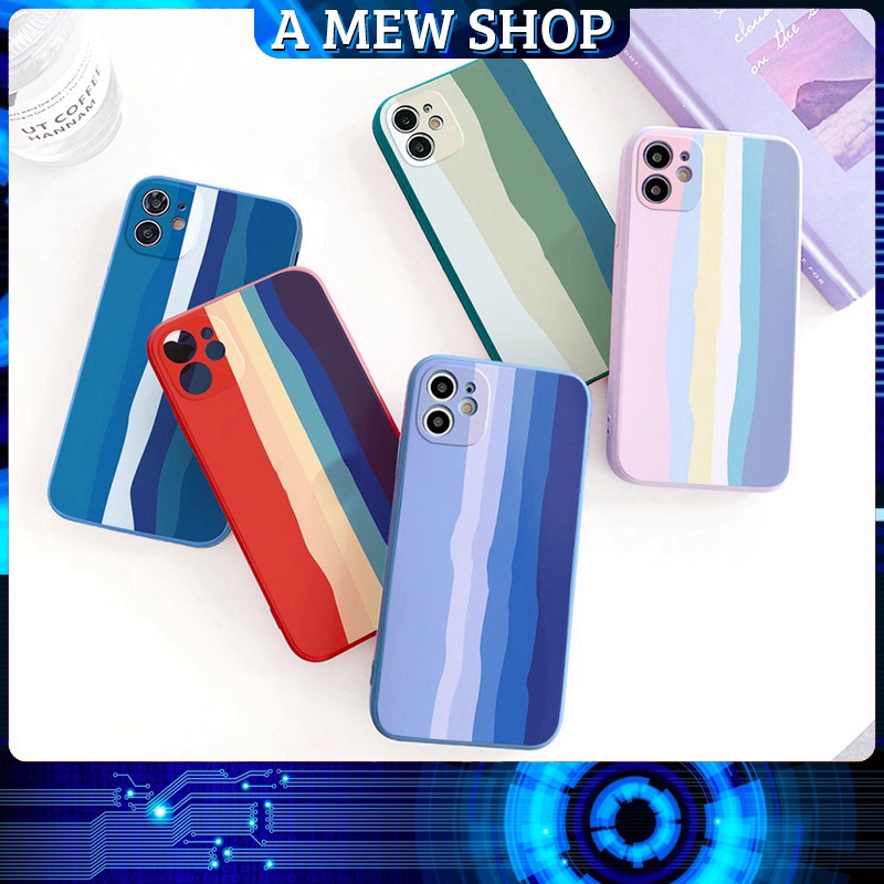 Ốp Lưng Iphone CẦU VỒNG  Viền Cạnh Vuông 6/6plus/7/7plus/8/8plus/x/xs/11/12/pro/max/plus/promax A MEW SHOP