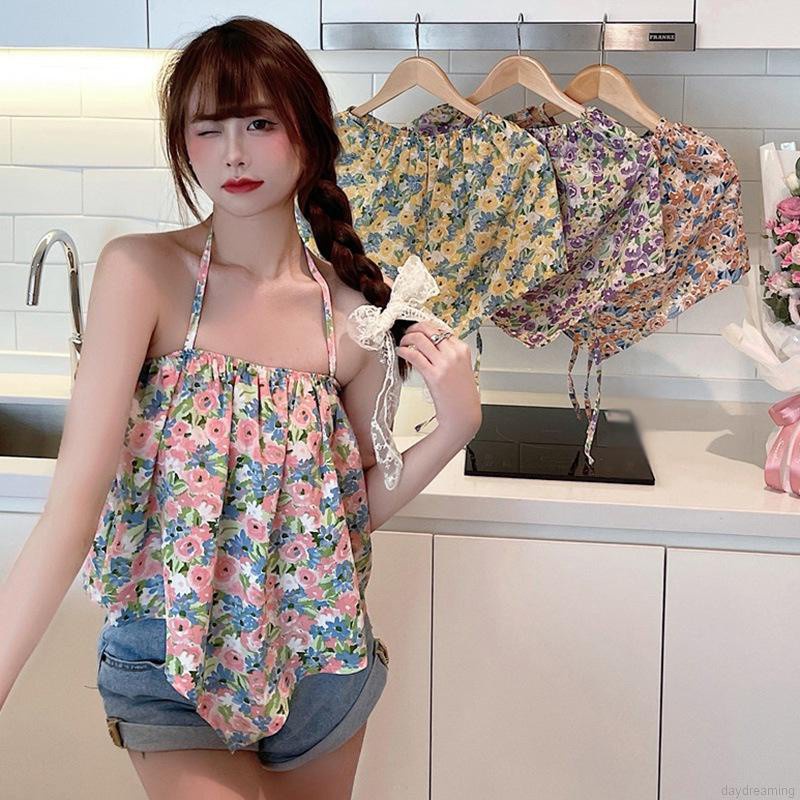 Áo Tank Top Hoạ Tiết Hoa Thiết Kế Hở Lưng Quyến Rũ | BigBuy360 - bigbuy360.vn