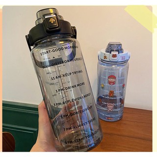 Bình đựng nước 2000ml cute có mức lit nước và ống hút