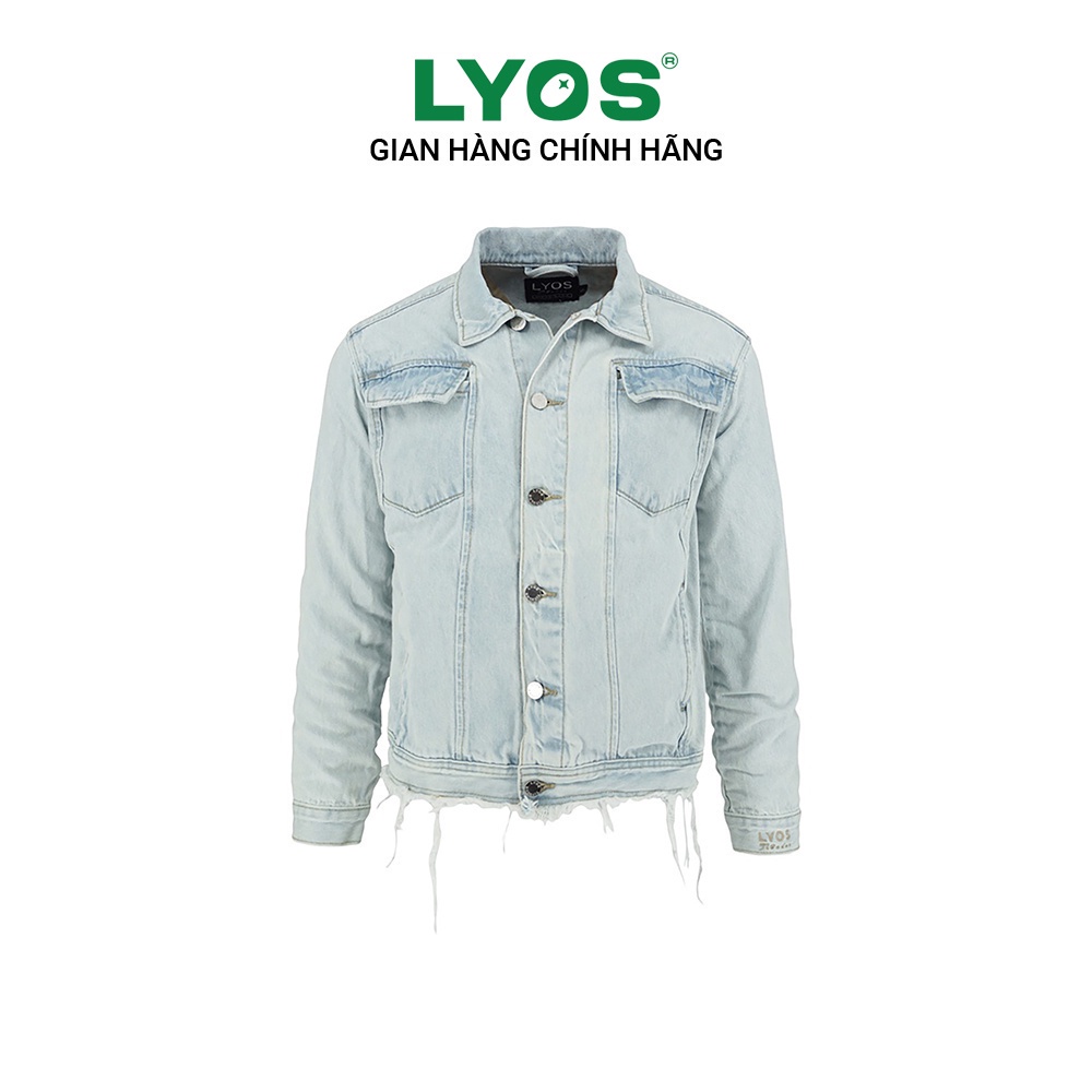 Áo Khoác LYOS Light Blue Whiskering Denim D07 Xanh