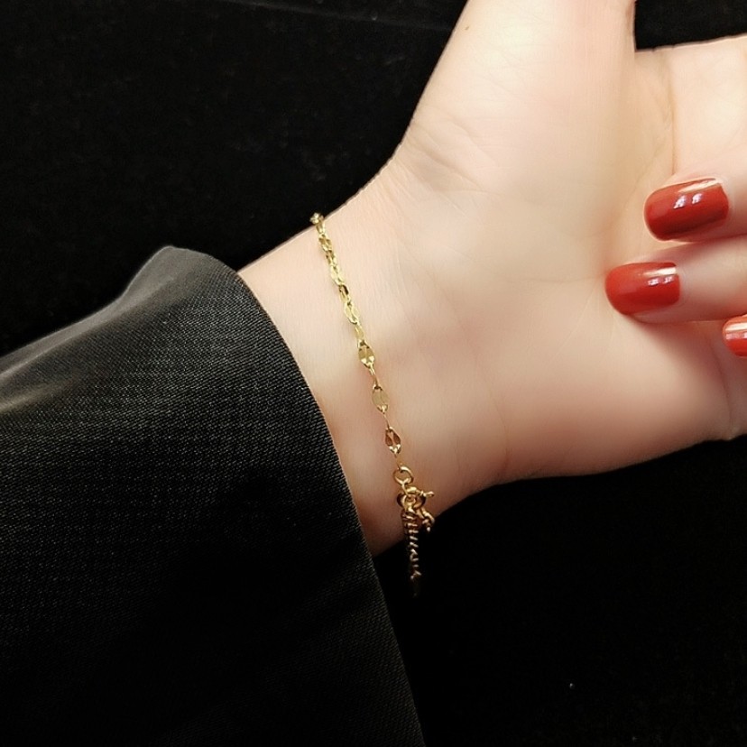 Lắc tay nữ đơn giản mạ vàng rất sáng màu chất liệu stainless steel cao cấp không đen gỉ