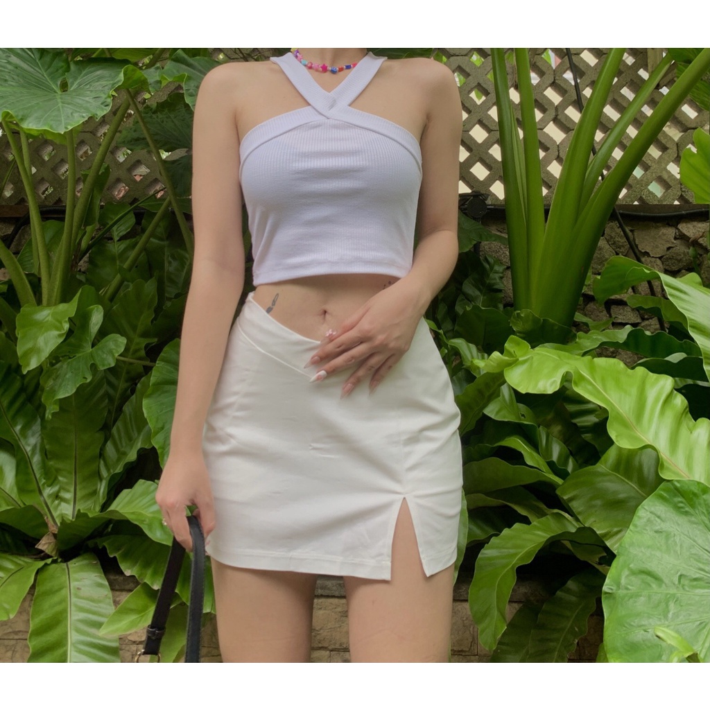 Chân váy ngắn dáng ôm eo chữ v nữ Unnie chân váy chữ a cạp trễ hot trend