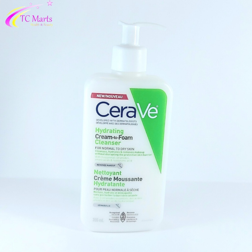 Sữa Rửa Mặt Cerave Hydrating Cream To Foam Cleanser Sạch Sâu Tẩy Trang 355ml - TCMarts