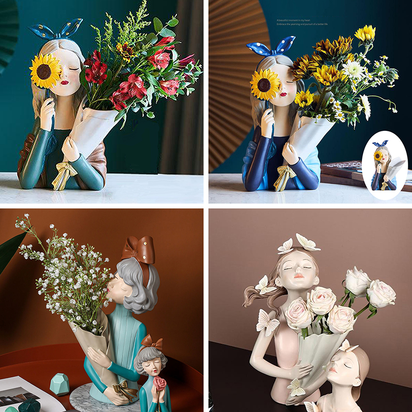 Bình hoa cô gái Tượng bình hoa cô gái Benzaiten bằng nhựa Plastic cao cấp nhiều kiểu dáng, giá siêu rẻ - F20Beauty - Phong cách hiện đại