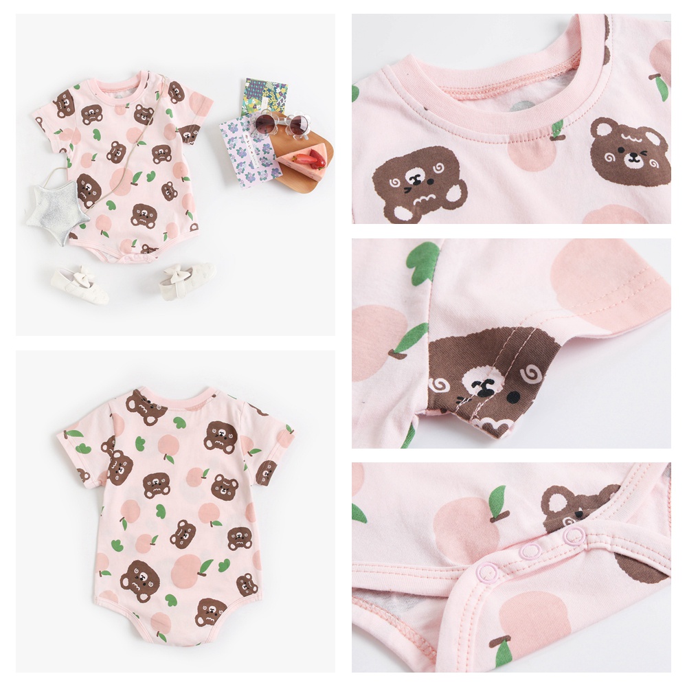 Áo liền quần SANLUTOZ từ cotton họa tiết tùy chọn mùa hè dễ thương cho bé