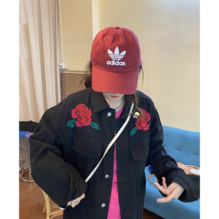 Áo Khoác denim Dáng Rộng Thêu Hoa Hồng Thời Trang Xuân Thu Cho Nữ