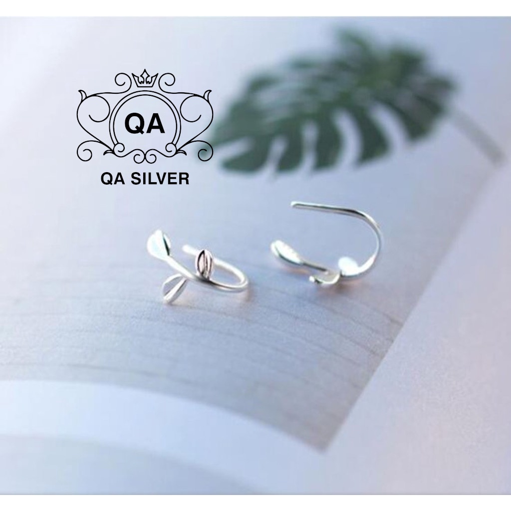 Khuyên tai bạc 925 lá oliu móc bông nguyệt quế nữ kẹp vành S925 LEAF Silver Earrings QA SILVER EA170512