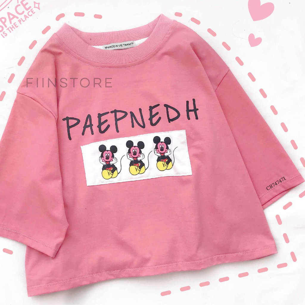 Áo Croptop 3 Mickey (Đủ 4 màu Hồng, Trắng, Vàng, Đỏ đô) - FIINSTORE