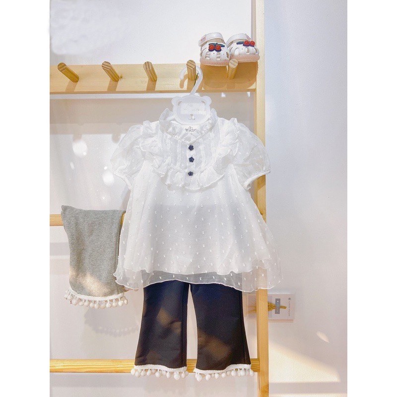 BG585 - SET ÁO VOAN HẠT QUẦN ĐEN BÉ GÁI