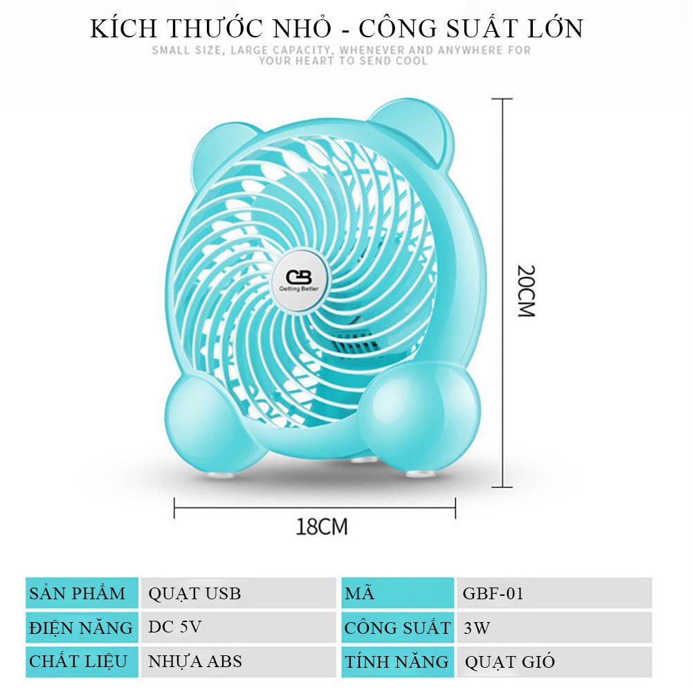 Quạt USB để bàn công suất lớn siêu mát,gọn nhẹ cổng sạc USB có thể cắm trực tiếp, cắm vào máy tính, cắm sạc dự phòng