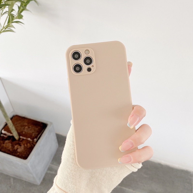 (SIÊU RẺ) Ốp lưng iphone trơn dày dặn cam nổi 2 màu đen và trà sữa 7plus/8/8plus/x/xr/xs/11/12/13/pro/max/plus/promax