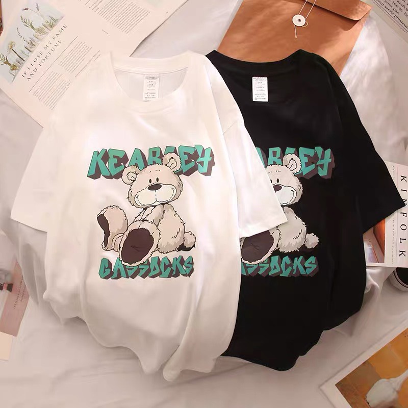 Áo đôi Thun hè Nam nữ in hình gấu Kear (2 chiếc), Áo thu đông From rộng, chất đẹp mặc không xù - MODY
