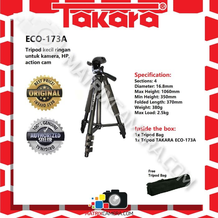 Giá Đỡ Ba Chân Takara Eco-173a Cho Camera Hành Trình Hp