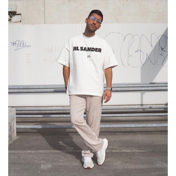 JILSANDER basic round neck simple short-sleeved letter print logo couple loose T-shirt