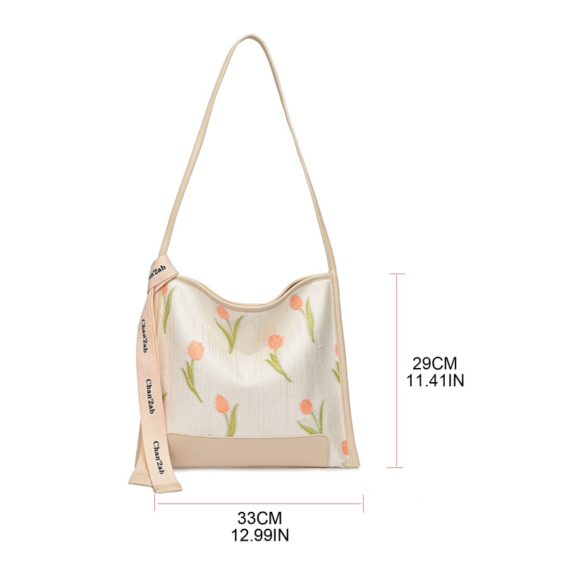 Túi Xách Tote Đeo Vai Cỡ Lớn Thêu Hình Hoa Tulip Cho Bạn Bè / Sinh Nhật / Valentine