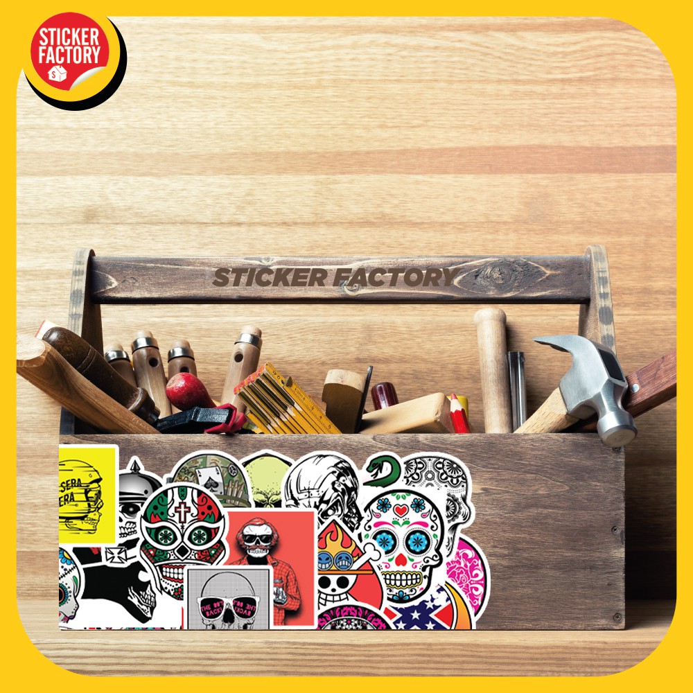Skull - hộp set 100 sticker decal hình dán nón bảo hiểm , laptop, xe máy, ô tô - STICKER FACTORY