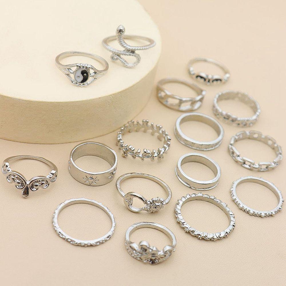 Epoch set 16 Nhẫn Hình Rắn / Bướm / Ngôi Sao Phong Cách Boho Hàn Quốc Độc Đáo Thời Trang