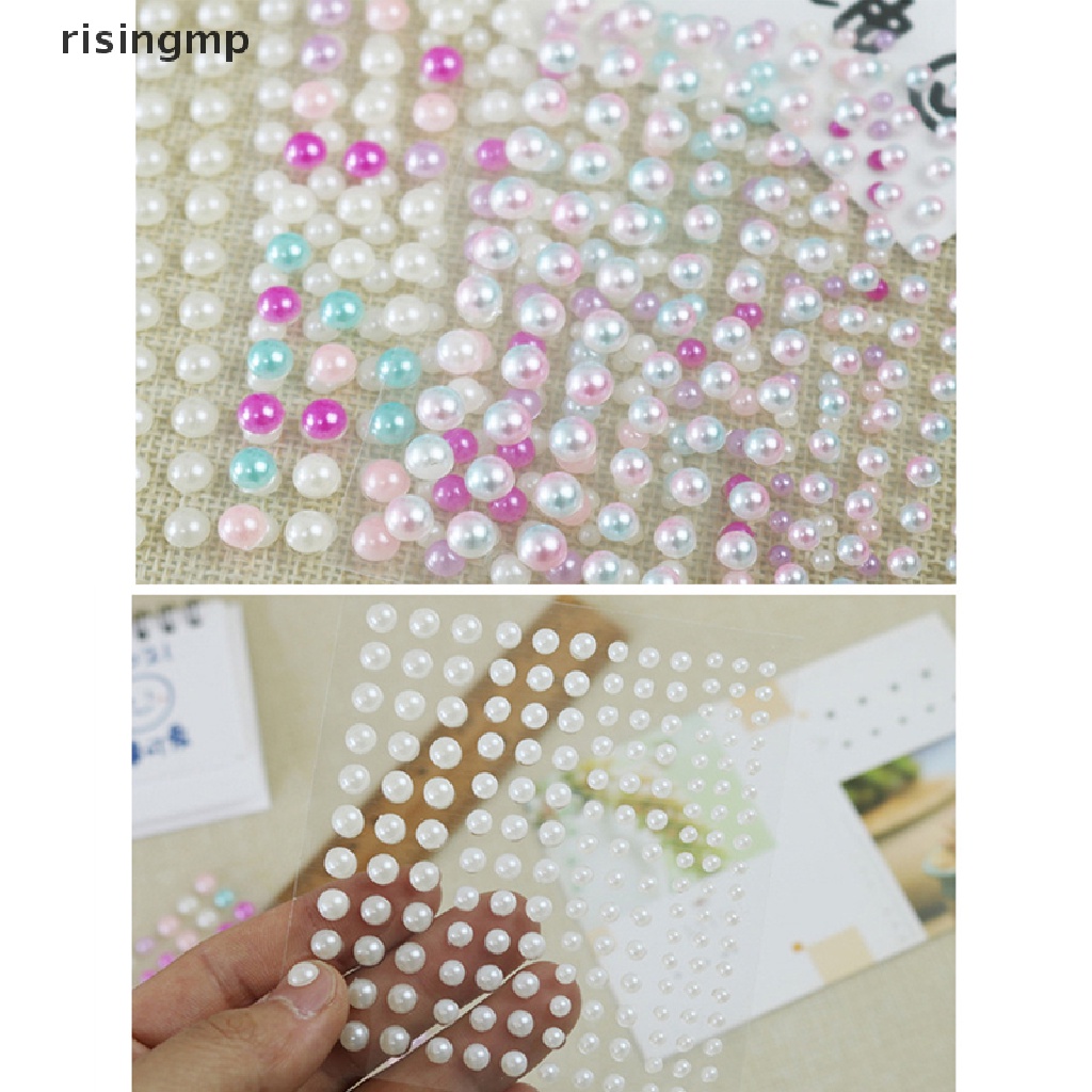 Set 165 Miếng Dán Hình Bán Nguyệt Đính Ngọc Trai Trang Trí Sổ Tay DIY ♨Trên đó