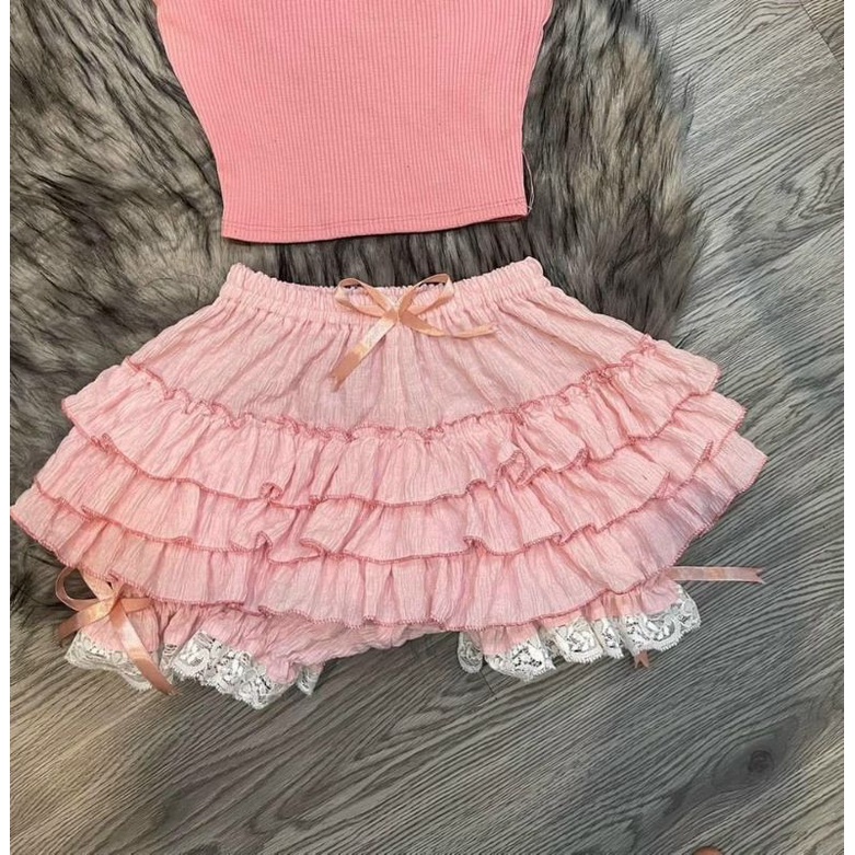 Quần đùi tầng đính nơ chất đũi xốp dày dặn siêu hot