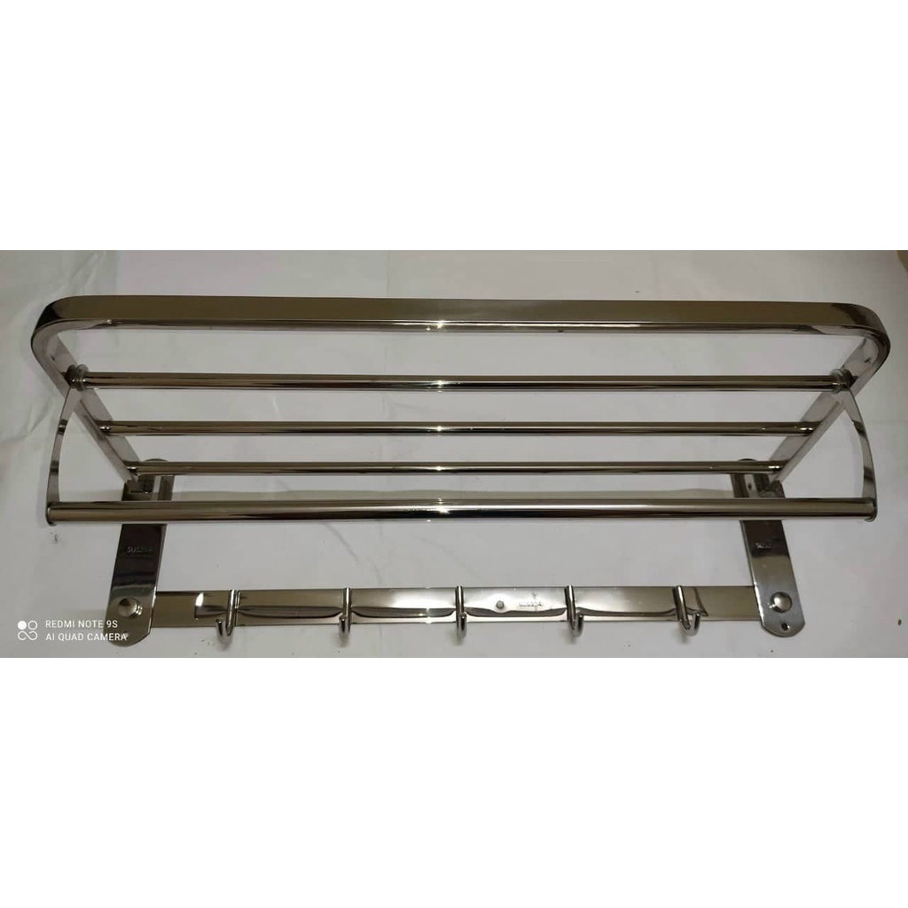 VẮT KHĂN GIÀN TRẮNG ĐẾ PHỒNG CÓ MÓC ÁO PHÒNG TẮM CAO CẤP INOX 304