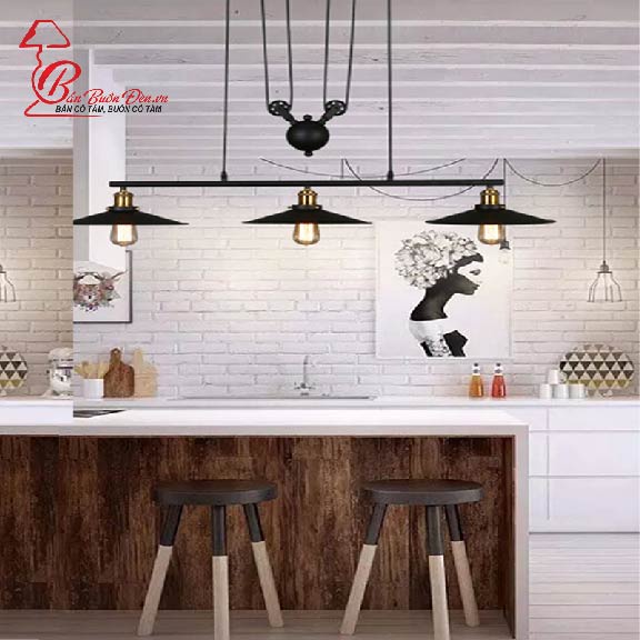 Đèn Thả Trần Trang Trí Đơn ĐÈN TRANG TRÍ GIÁ BUÔN Thiết Kế Chụp Đèn Hình Nón Phủ Sơn Đen, Đui Đèn Màu Cam TD007-300