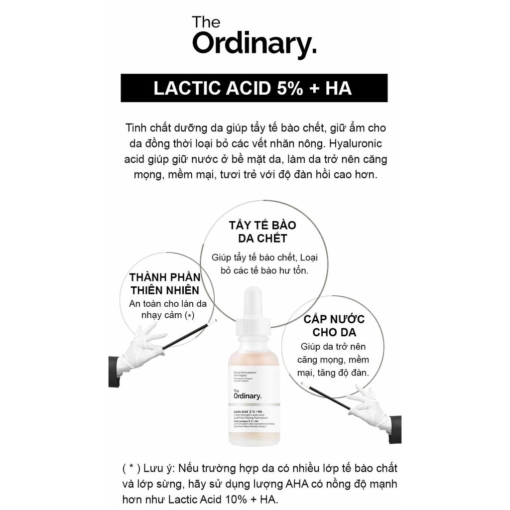 Tinh Chất Sáng Da Giảm Thâm The Ordinary Lactic Acid 5% - 10% + HA 2% sáng da mờ thâm - MnB STore