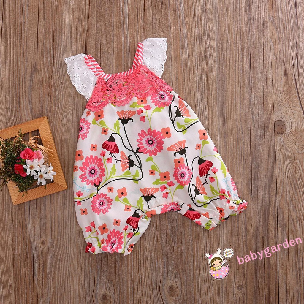 ღ♛ღLovely Newborn Toddler Baby Girls Sleeveless Romper Lace Floral Romper Outfits New
