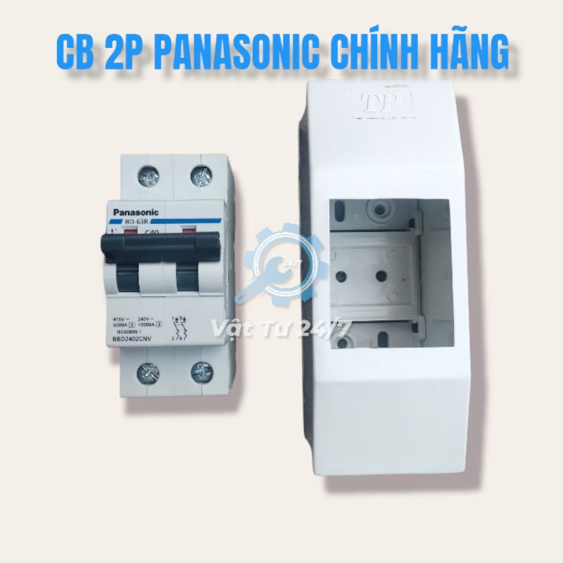 Cầu dao tự động CB 2P 2 cực Panasonic Chính Hãng 32A 40A 50A 63A bao gồm hộp đậy có nắp